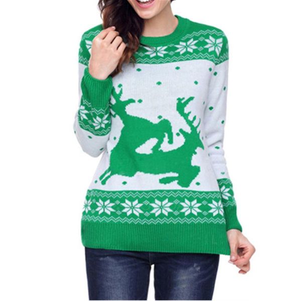 women's sweaters 2021 fall winter christmas elk pattern knitted women clothes fashion oversized jumpers female loose plus size pullover, White;black