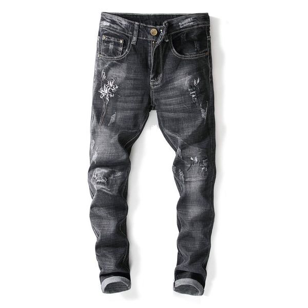 design embroidery flower black jeans men 2021 autumn winter slim fit tight ankle pants fashion ripped washed men's, Blue
design embroidery flower black jeans men 2021 autumn winter slim fit tight ankle pants fashion ripped washed men's, Blue