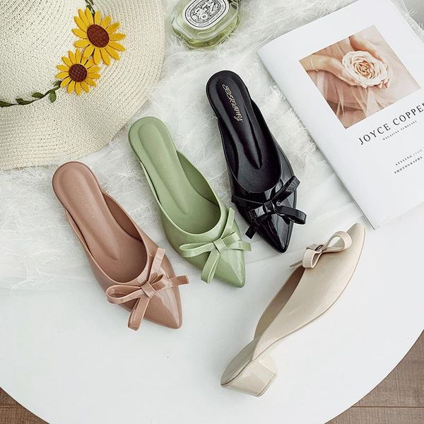 slippers sweet bow-tie chunky heels woman fresh closed toe jelly shoes trendy thick med high pantufa anti-skid slides 2021, Black
slippers sweet bow-tie chunky heels woman fresh closed toe jelly shoes trendy thick med high pantufa anti-skid slides 2021, Black