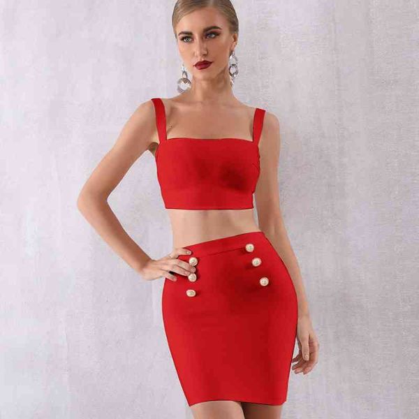 two piece pants fashion set women's two-piece bodycon and button bandage mini short skirt, White
two piece pants fashion set women's two-piece bodycon and button bandage mini short skirt, White