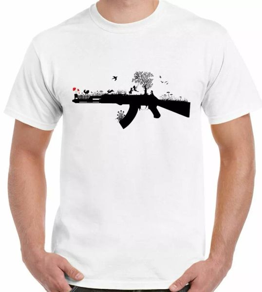 banksy style ak47 t-shirt art funny satire war peace love, White;black
banksy style ak47 t-shirt art funny satire war peace love, White;black