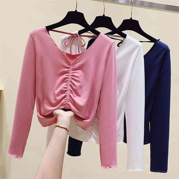 wwenn spring hollow out shirring tshirt long sleeve t-shirt women white blue pink tee shirt femme clothing korean 210507
wwenn spring hollow out shirring tshirt long sleeve t-shirt women white blue pink tee shirt femme clothing korean 210507