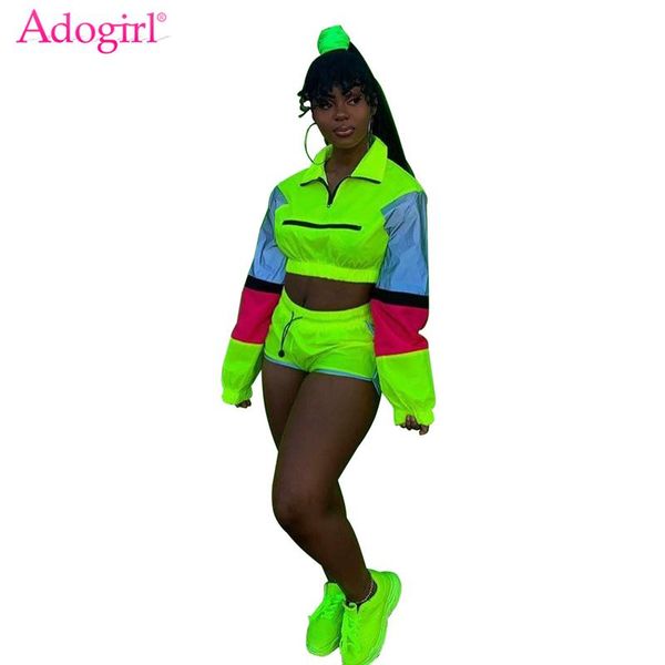 adogirl fluorescent color patchwork reflective two piece set women tracksuit turn down collar long sleeve crop shorts outfit women's tr, Gray
adogirl fluorescent color patchwork reflective two piece set women tracksuit turn down collar long sleeve crop shorts outfit women's tr, Gray