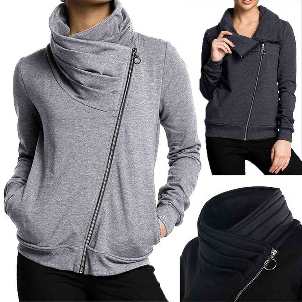 hoodies Autumn winter diagonal European fold women's sweater, Black
hoodies Autumn winter diagonal European fold women's sweater, Black