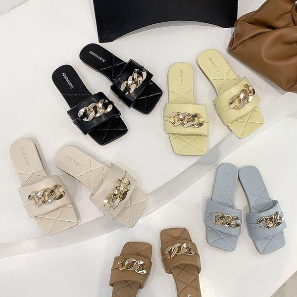 slippers metal chain summer women shoes woman slides solid leather square open toe 2021 beach flip flops plus size, Black
slippers metal chain summer women shoes woman slides solid leather square open toe 2021 beach flip flops plus size, Black