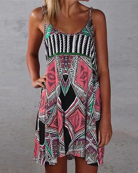 factoryzoru dress 2021 new beach women's bohemian geometric print with hanging skirt, White;black
factoryzoru dress 2021 new beach women's bohemian geometric print with hanging skirt, White;black