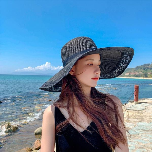 wide brim hats lace panama straw hat women ribbon bow beach style summer fisherman female male sunhat lady chapeau, Blue;gray
wide brim hats lace panama straw hat women ribbon bow beach style summer fisherman female male sunhat lady chapeau, Blue;gray