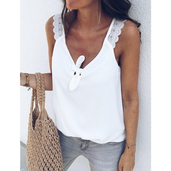 womens tanks women v neck chiffon vest loose solid lace bow casual beach sleeveless tank t shirt famle, White
womens tanks women v neck chiffon vest loose solid lace bow casual beach sleeveless tank t shirt famle, White