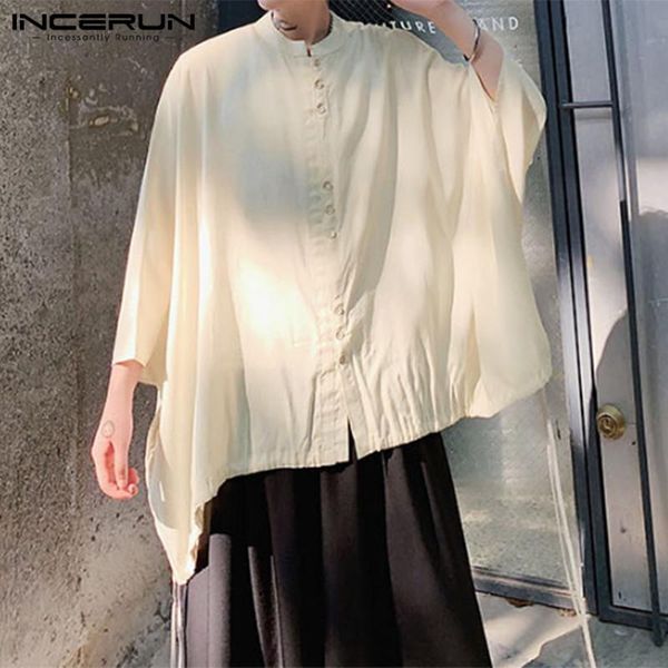 mens color cloak cape casual stand collar drawstring buttons blouse man fashion loose solid camisas manteau blusas incerun men's shirts, White;black
mens color cloak cape casual stand collar drawstring buttons blouse man fashion loose solid camisas manteau blusas incerun men's shirts, White;black