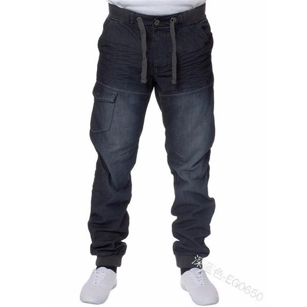 men's jeans men plus size drawstring mid waist srping autumn fashion loose and casual small feet tether pocket, Blue
men's jeans men plus size drawstring mid waist srping autumn fashion loose and casual small feet tether pocket, Blue