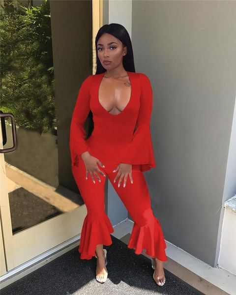 women's & jumpsuits women flare sleeve deep v-neck playsuit one-piece elegant bodycon solid long flared pants rompers mspp, Black;white
women's & jumpsuits women flare sleeve deep v-neck playsuit one-piece elegant bodycon solid long flared pants rompers mspp, Black;white