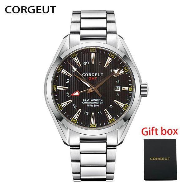 wristwatches corgeut gmt watch men's stainless steel automatic mechanical brand waterproof calendar clock relogio masculino, Slivery;brown
wristwatches corgeut gmt watch men's stainless steel automatic mechanical brand waterproof calendar clock relogio masculino, Slivery;brown