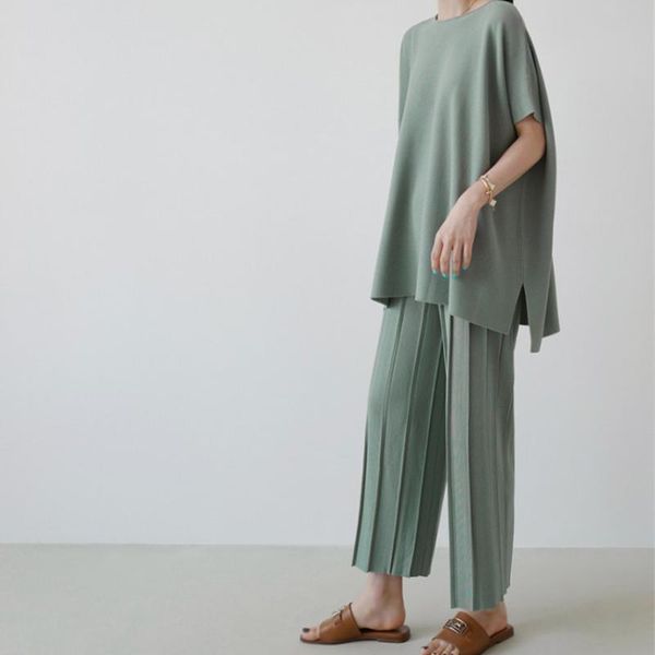 women's two piece pants korean loose batwing sleeve o-neck 2 set women casual thin knit outfit woman fashion high waist wide leg sets, White
women's two piece pants korean loose batwing sleeve o-neck 2 set women casual thin knit outfit woman fashion high waist wide leg sets, White