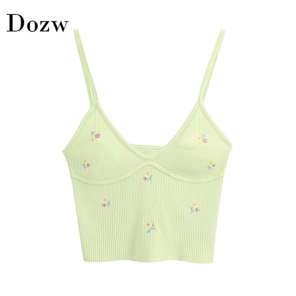 sweet floral embroidery knitted camisoles for women elegant spaghetti strap crop summer backless 210515, White
sweet floral embroidery knitted camisoles for women elegant spaghetti strap crop summer backless 210515, White