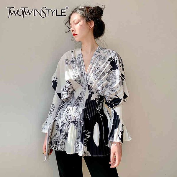 elegant women shirt v neck flare long sleeve high wiast pleated blouses for female clothes fashion summer 210524, White
elegant women shirt v neck flare long sleeve high wiast pleated blouses for female clothes fashion summer 210524, White