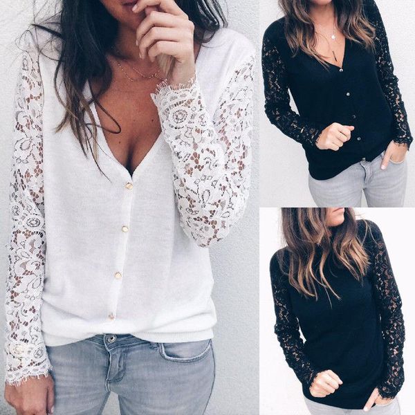 women's t-shirt elegant fashion autumn women long sleeve loose lace casual hollow out solid slim clothes 2 colors, White
women's t-shirt elegant fashion autumn women long sleeve loose lace casual hollow out solid slim clothes 2 colors, White