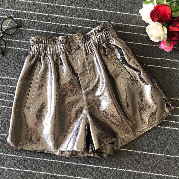 women's shorts spring 2021 summer fashion luxury women sheepskin patent leather pants 3 color for ladies, White;black
women's shorts spring 2021 summer fashion luxury women sheepskin patent leather pants 3 color for ladies, White;black