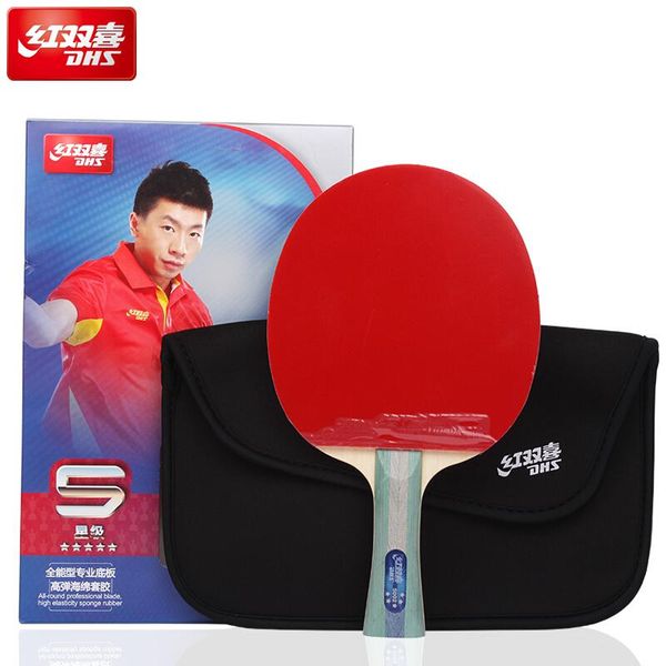 table tennis raquets dhs 5-star racket with two side pimples in rubber ittp approved pong bat a black cover
table tennis raquets dhs 5-star racket with two side pimples in rubber ittp approved pong bat a black cover
