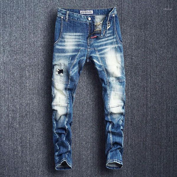 men's jeans italian fashion designer men retro blue slim fit spliced ripped biker pants streetwear hip hop
men's jeans italian fashion designer men retro blue slim fit spliced ripped biker pants streetwear hip hop