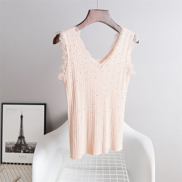 women's knits & tees fashion diamond drilling rivet lace sweater vest women sleeveless knitted thin ice silk woman ladies sum, White
women's knits & tees fashion diamond drilling rivet lace sweater vest women sleeveless knitted thin ice silk woman ladies sum, White