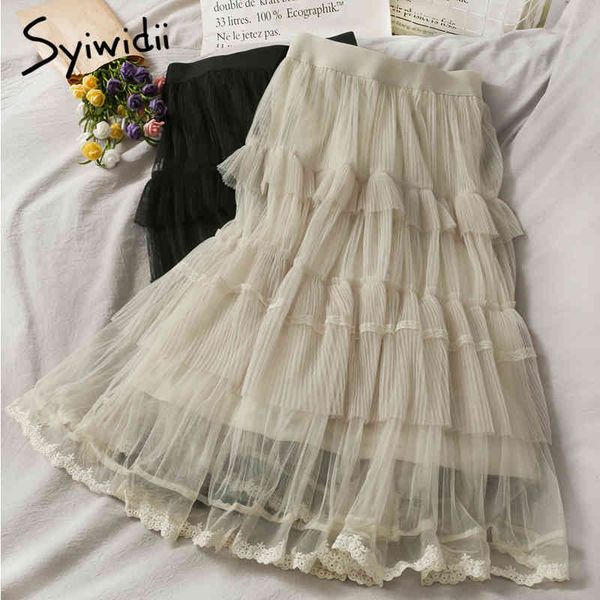 syiwidii ruffles spliced lace skirt women high waist mid-calf solid casual a-line mesh spring summer korean fashion skirts 210417, Black
syiwidii ruffles spliced lace skirt women high waist mid-calf solid casual a-line mesh spring summer korean fashion skirts 210417, Black