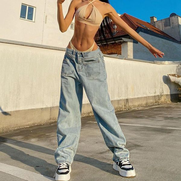 women's jeans pockets front fashion wide leg straight women casual high waist baggy loose long denim trousers oversize pants, Blue
women's jeans pockets front fashion wide leg straight women casual high waist baggy loose long denim trousers oversize pants, Blue
