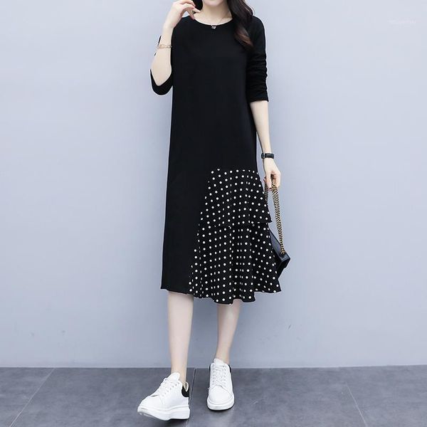 casual dresses superaen 2021 wave point patchwork plus size o neck bottom straight woman dress, Black;gray
casual dresses superaen 2021 wave point patchwork plus size o neck bottom straight woman dress, Black;gray