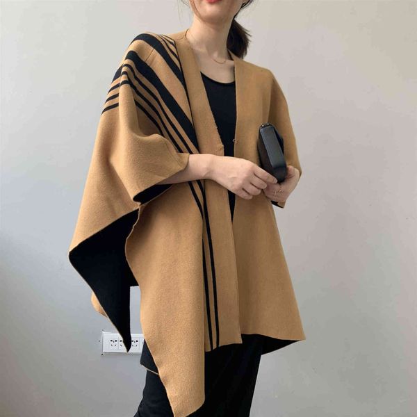 women's suits & blazers winter knitted cardigans women poncho sweater striped female batwing sleeves thicken loose shawl outwear 0, White;black
women's suits & blazers winter knitted cardigans women poncho sweater striped female batwing sleeves thicken loose shawl outwear 0, White;black