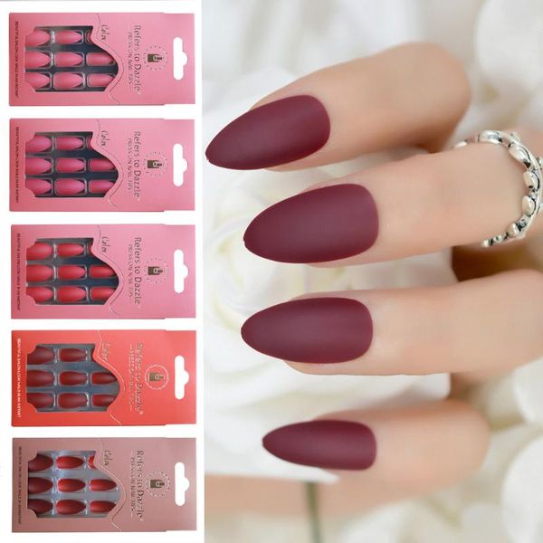 false nails 24pcs/set matte almond stiletto with jelly stickers full cover nail art tips press on diy manicure tool, Red;gold
false nails 24pcs/set matte almond stiletto with jelly stickers full cover nail art tips press on diy manicure tool, Red;gold