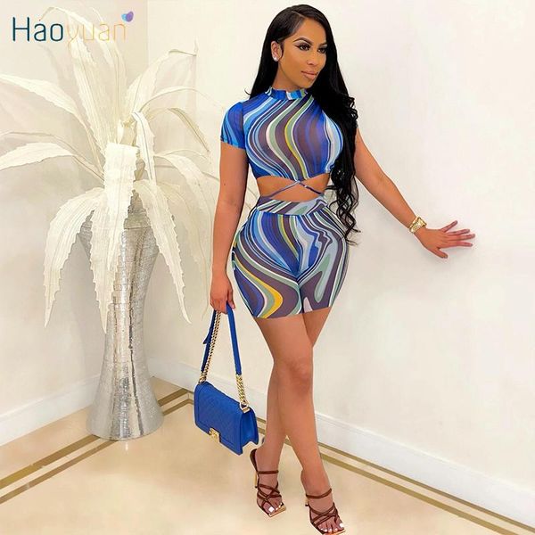 women's tracksuits haoyuan tie dye two piece set short sleeve crop bandage biker shorts for women summer beachwear outfits matching, Gray
women's tracksuits haoyuan tie dye two piece set short sleeve crop bandage biker shorts for women summer beachwear outfits matching, Gray