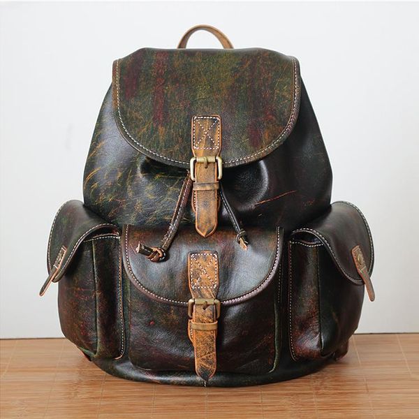 backpack 2021 genuine leather school vintage cow travel knapsack hand coloring coffee cowhide pack
backpack 2021 genuine leather school vintage cow travel knapsack hand coloring coffee cowhide pack