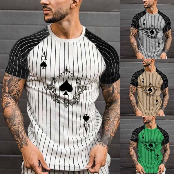 fashion men t-shirts with short sleeves shirt harajuku summer casual streetwear striped poker print o-neck tees, White;black
fashion men t-shirts with short sleeves shirt harajuku summer casual streetwear striped poker print o-neck tees, White;black