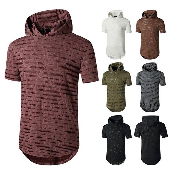 ripped hole hooded crew neck long t-shirt solid color short sleeve casual t shirt for men men's t-shirts, White;black
ripped hole hooded crew neck long t-shirt solid color short sleeve casual t shirt for men men's t-shirts, White;black