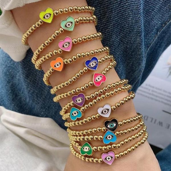 beaded, strands 2021 arrival dripping oil turkey evil eye elastic bead bracelet 4mm stainless steel heart for women, Black
beaded, strands 2021 arrival dripping oil turkey evil eye elastic bead bracelet 4mm stainless steel heart for women, Black