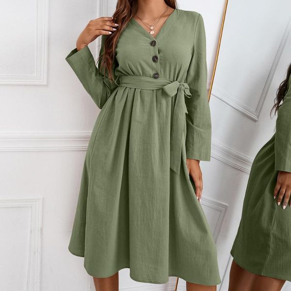 casual dresses women's dress 2021 spring and autumn bow tie waist slim single breasted v-neck long sleeve, Black;gray
casual dresses women's dress 2021 spring and autumn bow tie waist slim single breasted v-neck long sleeve, Black;gray