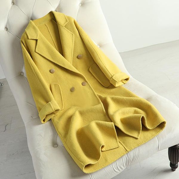 women's wool & blends 2021 double-sided overcoat jacket mid-long anti-season suit collar loose korean edition 100% cashmere, Black
women's wool & blends 2021 double-sided overcoat jacket mid-long anti-season suit collar loose korean edition 100% cashmere, Black