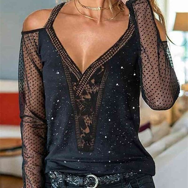 spring summer women daily wear cold shoulder sheer mesh lace blouse long sleeve black shirt casual 210409, White
spring summer women daily wear cold shoulder sheer mesh lace blouse long sleeve black shirt casual 210409, White