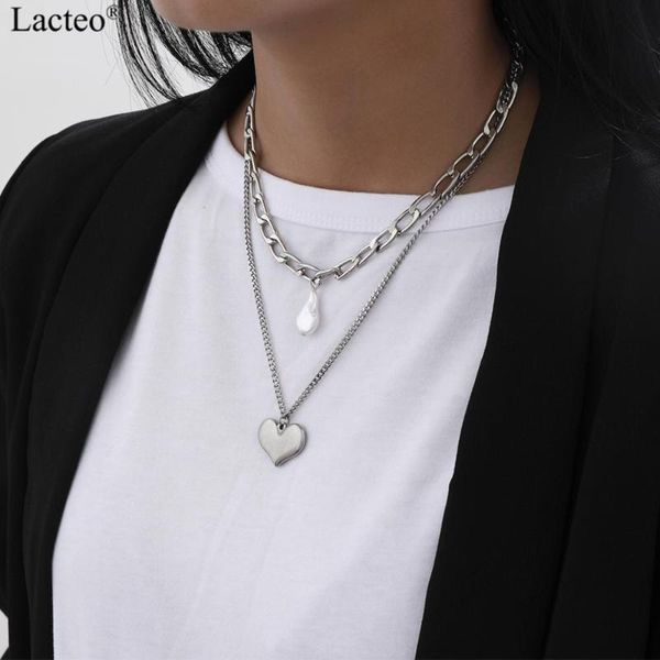 lacteo neo gothic dpuble layered fine stainless steel chain choker necklace statement heart baroque pearl pendnat pendant necklaces, Silver
lacteo neo gothic dpuble layered fine stainless steel chain choker necklace statement heart baroque pearl pendnat pendant necklaces, Silver