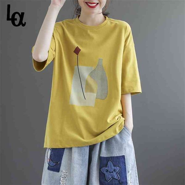 women summer print t shirs vintage short sleeve female literary loose tee casual plus size lady korean fashion 210519, White
women summer print t shirs vintage short sleeve female literary loose tee casual plus size lady korean fashion 210519, White