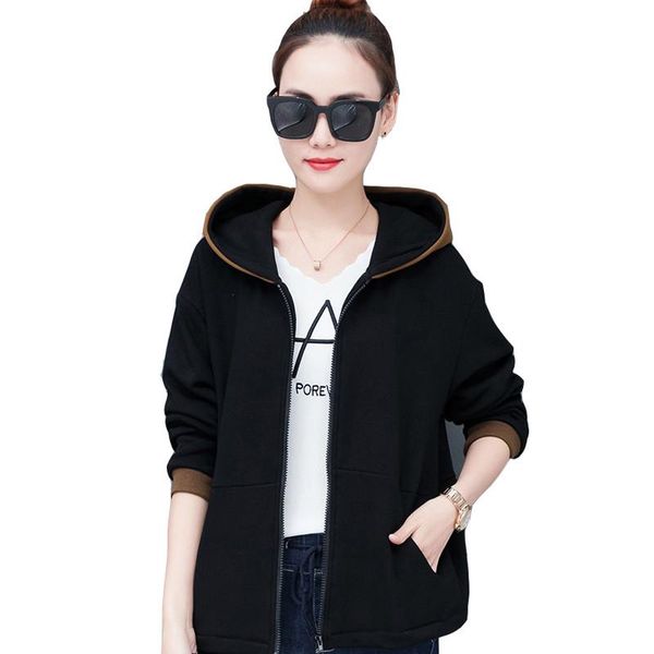 women's jackets ioqrcjv 2021 spring autumn loose hooded sweater wild short jacket casual fashion solid color thin q63, Black;brown
women's jackets ioqrcjv 2021 spring autumn loose hooded sweater wild short jacket casual fashion solid color thin q63, Black;brown