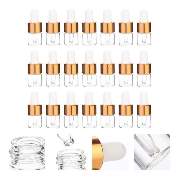 storage bottles & jars 100pcs 1ml refillable essential oil dropper glass bottle