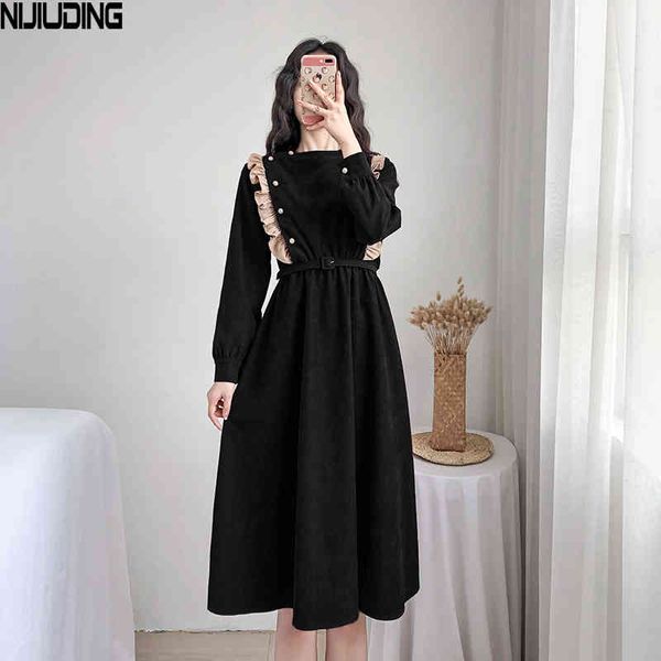 spring retro hepburn elegant women dresses ruffle button long sleeve square collar female dress with belt mujer vestidos 210514, Black;gray
spring retro hepburn elegant women dresses ruffle button long sleeve square collar female dress with belt mujer vestidos 210514, Black;gray