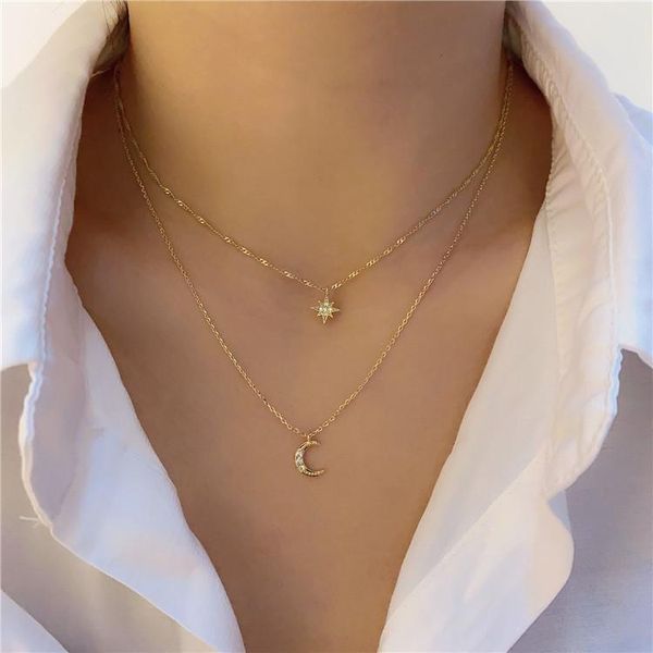 chains ins flash diamond star moon pendant double-layer necklace net celebrity niche female tide micro-inlaid clavicle chain, Silver
chains ins flash diamond star moon pendant double-layer necklace net celebrity niche female tide micro-inlaid clavicle chain, Silver