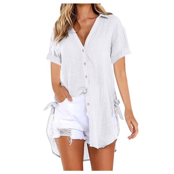 women's blouses & shirts summer blouse womens loose button long shirt dress cotton ladies casual large size set blusas y camis, White
women's blouses & shirts summer blouse womens loose button long shirt dress cotton ladies casual large size set blusas y camis, White