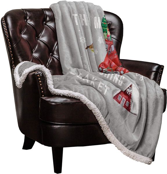 sherpa fleece blanket 50''x 60'' fuzzy and soft blanket for all season bed sofa outdoor travel, christmas retro truck an