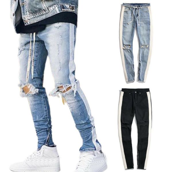 men's jeans mens distressed slim fit skinny denim pants biker streetwear trousers men clothing hip hop fashion, Blue
men's jeans mens distressed slim fit skinny denim pants biker streetwear trousers men clothing hip hop fashion, Blue