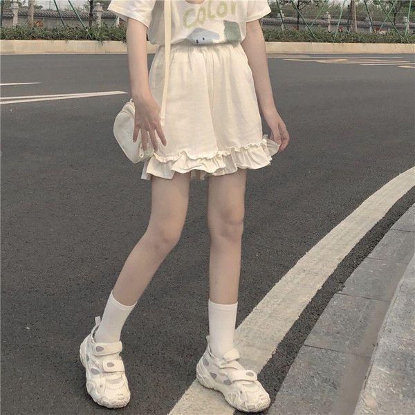 women's shorts japan soft girl 2021 summer kawaii students korean loose preppy all-match elastic waist ruffled pants trend lovely botto, White;black
women's shorts japan soft girl 2021 summer kawaii students korean loose preppy all-match elastic waist ruffled pants trend lovely botto, White;black