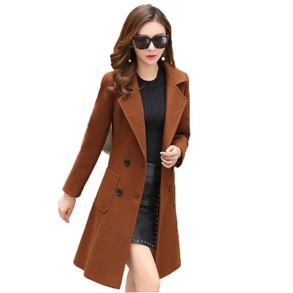 women's wool & blends 2021 women woolen coat autumn winter keep warm korean plus size slim army green camel fashion long jacket gh519, Black
women's wool & blends 2021 women woolen coat autumn winter keep warm korean plus size slim army green camel fashion long jacket gh519, Black