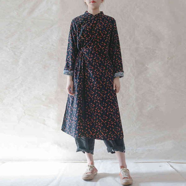 johnature women corduroy vintage long sleeve dresses print floral stand belt robes spring original dress 210521, Black;gray
johnature women corduroy vintage long sleeve dresses print floral stand belt robes spring original dress 210521, Black;gray