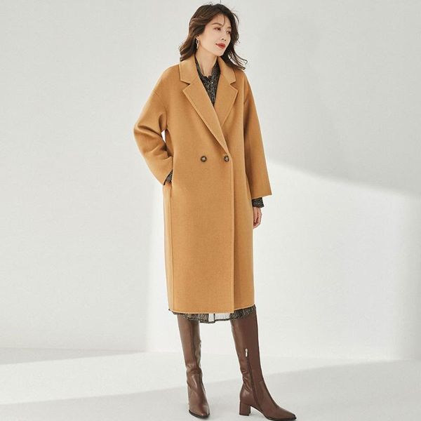 women's wool & blends warm winter coats women elegant beige loose mid length overcoat double breasted cashmere coat camel long outerwea, Black
women's wool & blends warm winter coats women elegant beige loose mid length overcoat double breasted cashmere coat camel long outerwea, Black